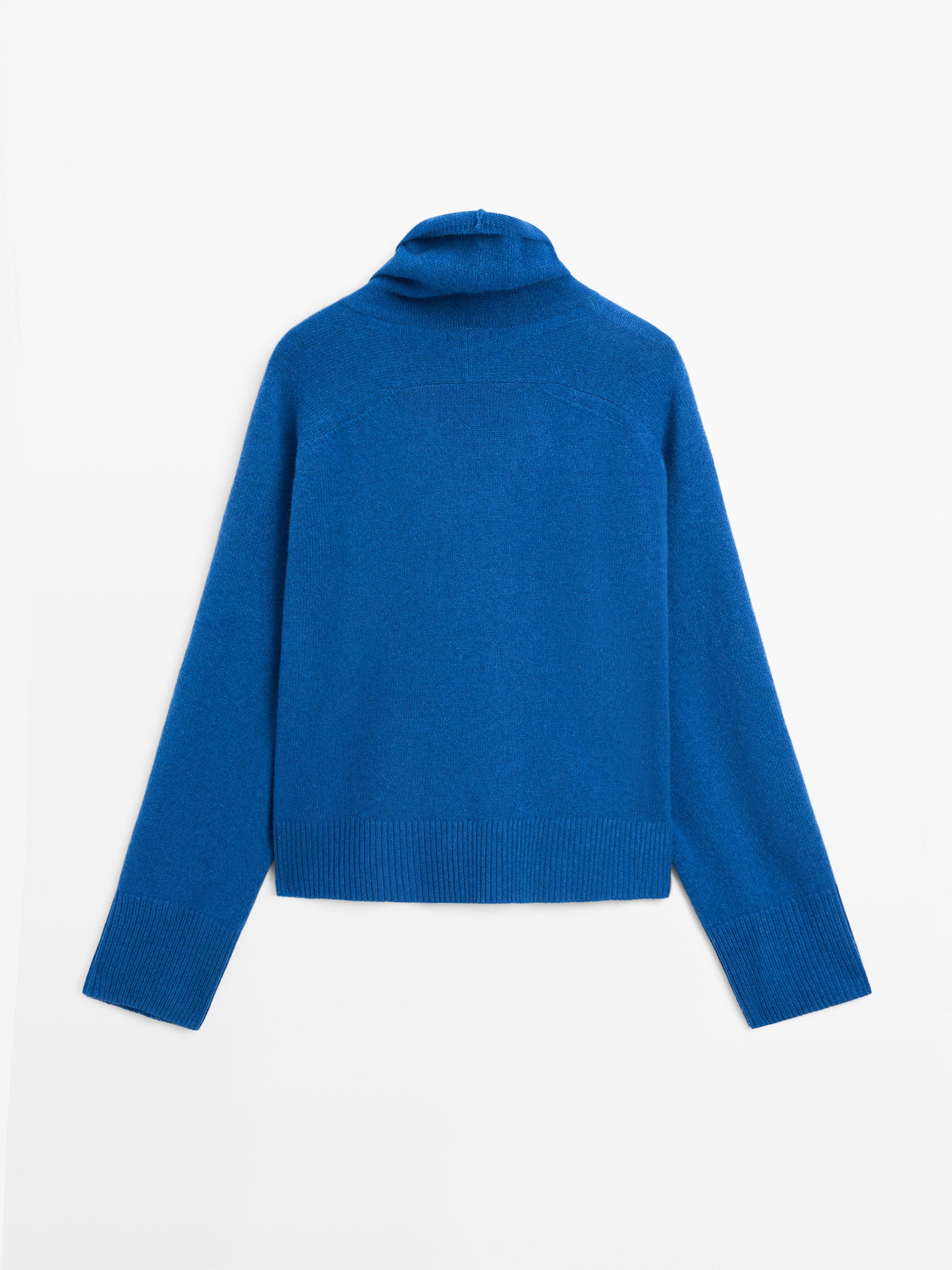 Wool blend knit sweater with high neck